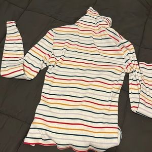 Multi Color Long sleeve Turtle Neck Top